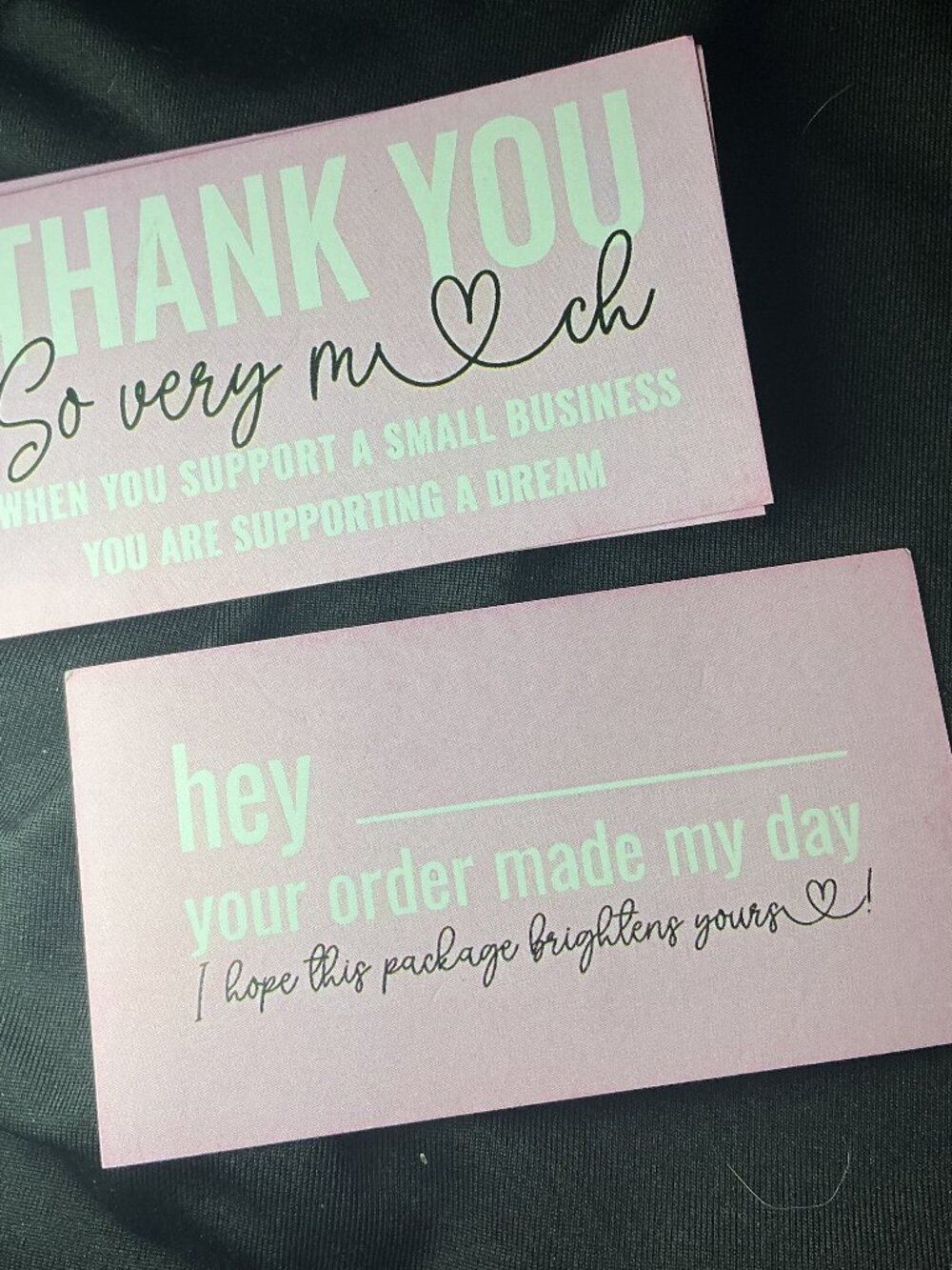 ★ 25 Pink Double-Sided Small Business Thank You Cards Package Inserts